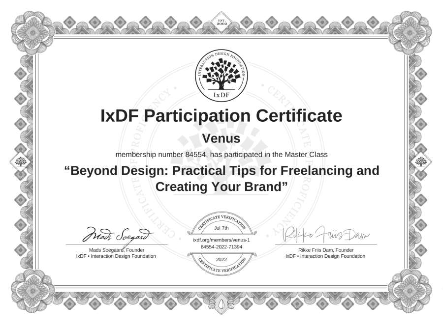 Master Class Certificate