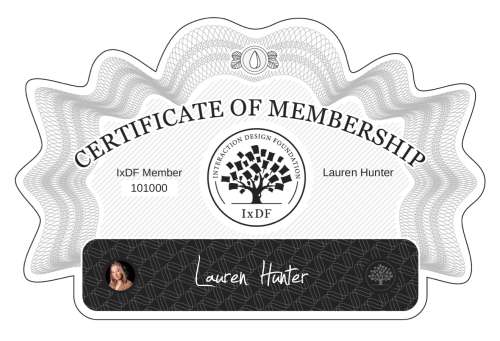 Lauren's Certificate of membership