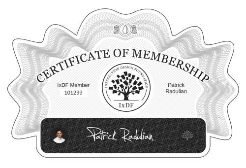 Patrick's Certificate of membership