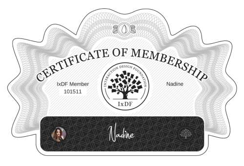Nadine's Certificate of membership