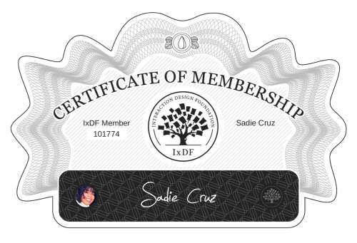 Sadie's Certificate of membership