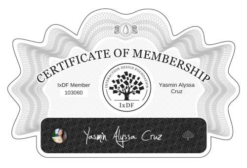 Yasmin's Certificate of membership