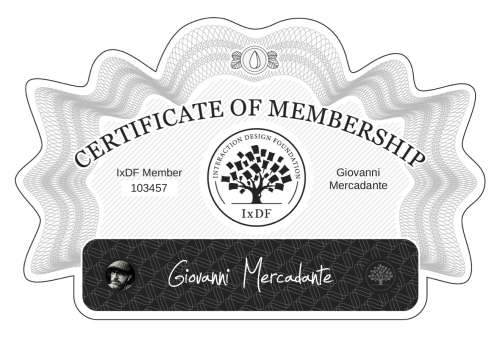 Giovanni's Certificate of membership