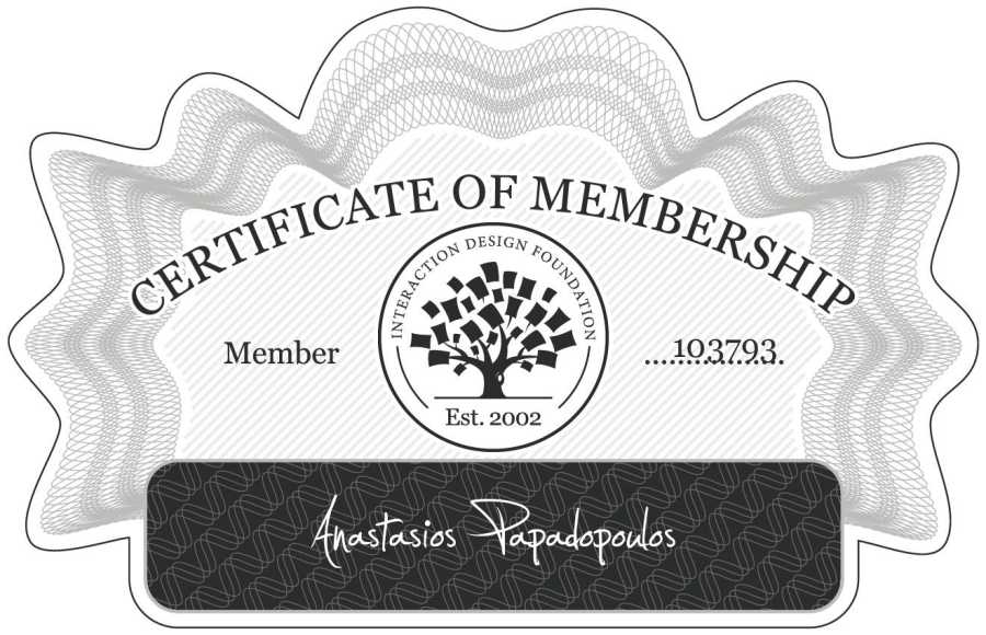 Anastasios Papadopoulos: Certificate of Membership