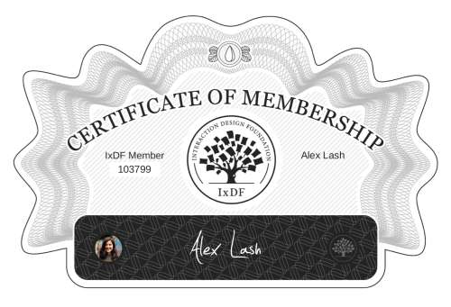 Alex's Certificate of membership