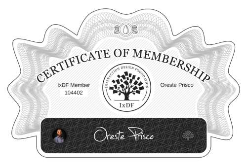 Oreste's Certificate of membership