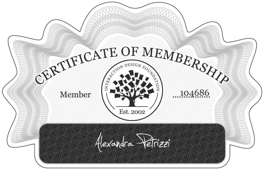 Alexandra Petrizzi: Certificate of Membership
