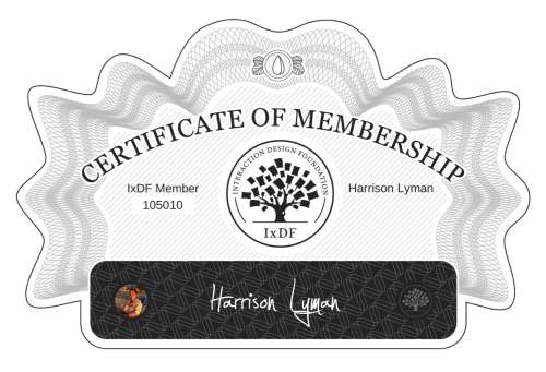 Harrison's Certificate of membership