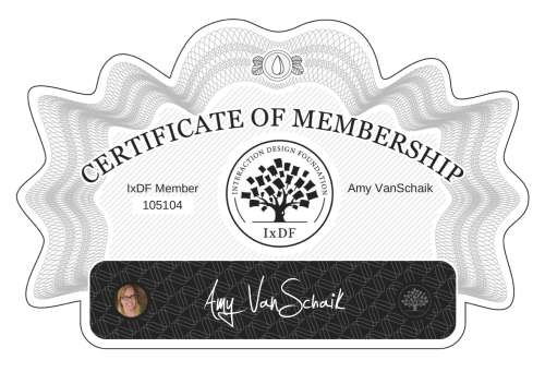 Amy's Certificate of membership