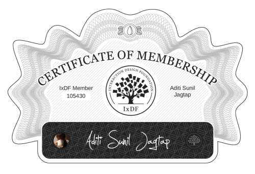 Aditi's Certificate of membership