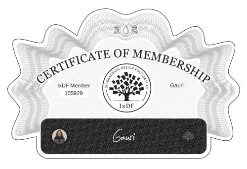 Gauri's Certificate of membership