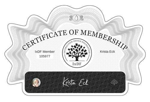 Krista's Certificate of membership