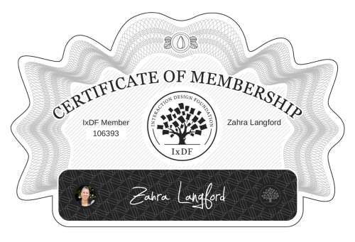 Zahra's Certificate of membership