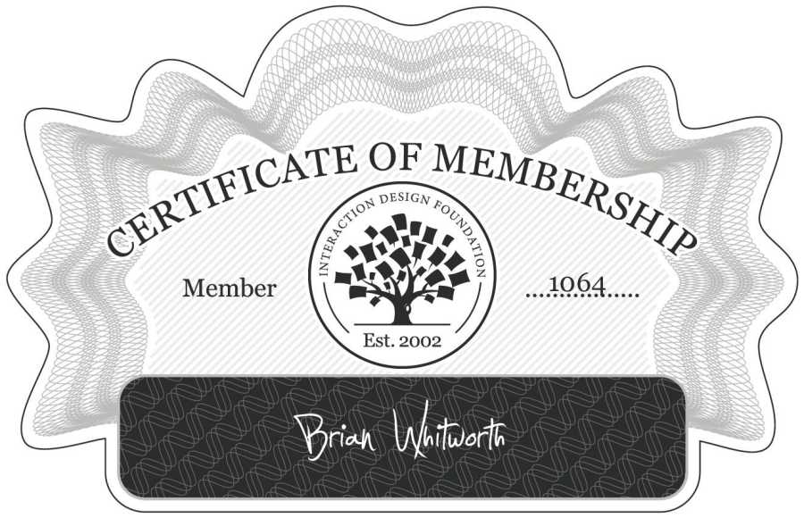 Brian Whitworth: Certificate of Membership