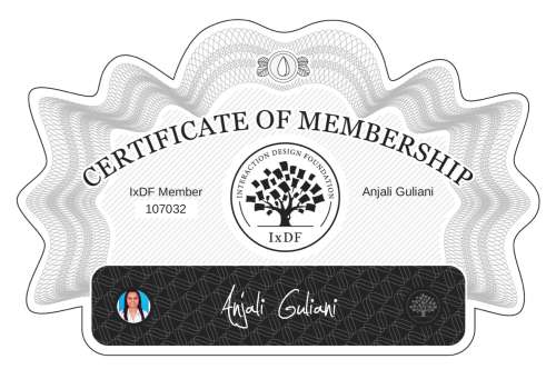 Anjali's Certificate of membership