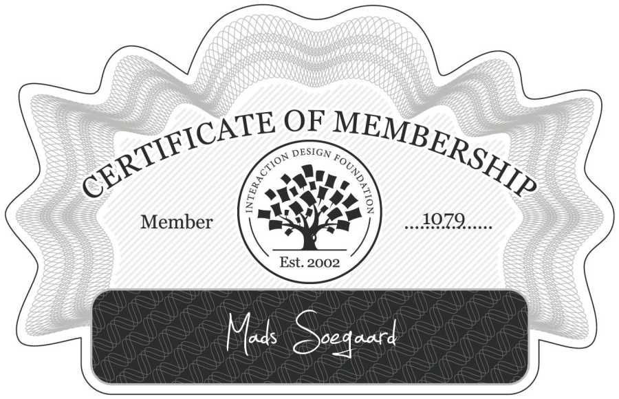 Mads Soegaard: Certificate of Membership
