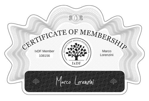Marco's Certificate of membership