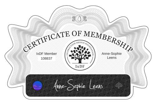 Anne-Sophie's Certificate of membership