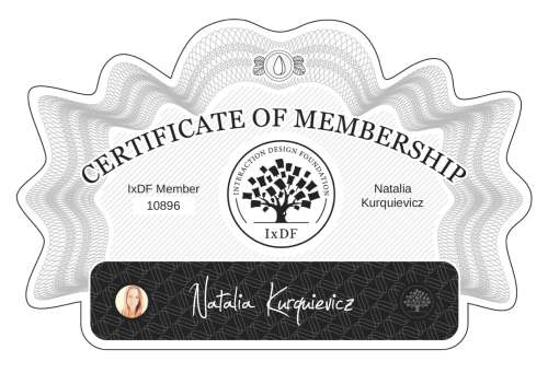 Natalia's Certificate of membership