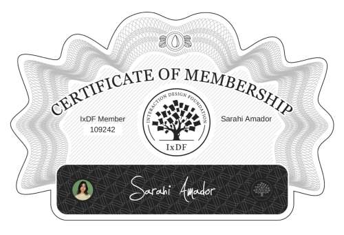 Sarahi's Certificate of membership