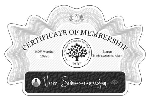 Naren's Certificate of membership