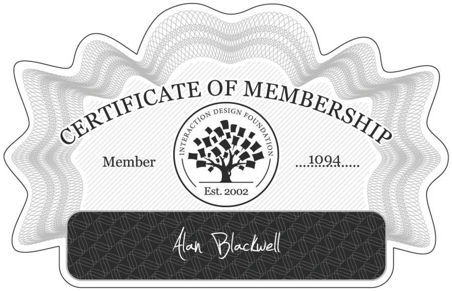 Alan Blackwell: Certificate of Membership
