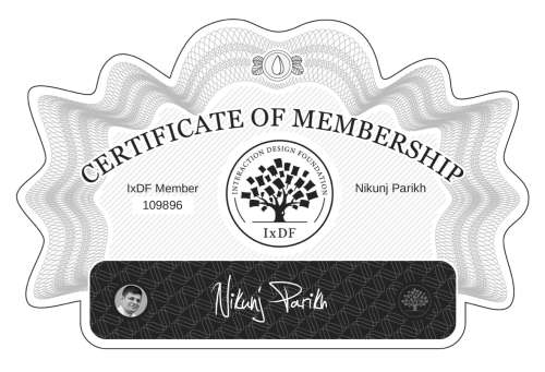 Nikunj's Certificate of membership