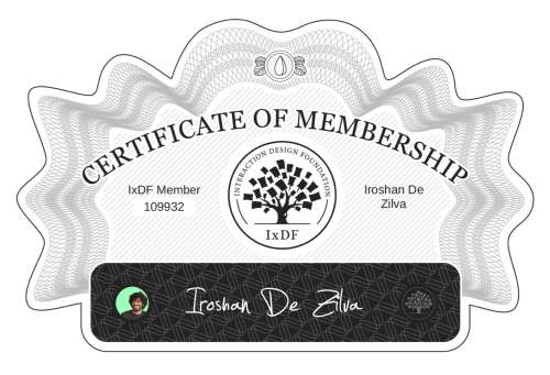 Iroshan's Certificate of membership