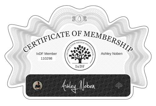 Ashley's Certificate of membership