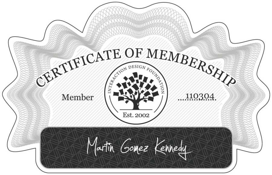 Martin Gomez Kennedy: Certificate of Membership