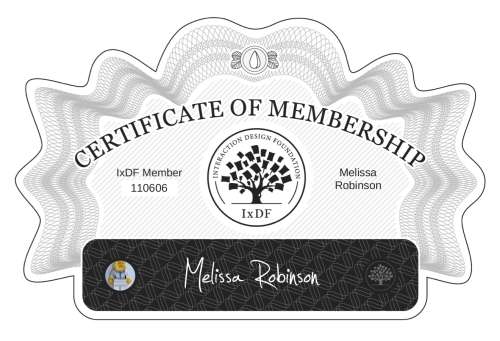 Melissa's Certificate of membership