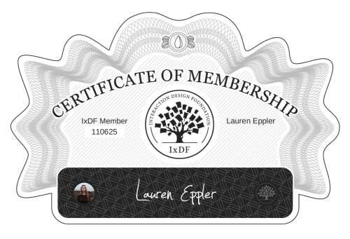 Lauren's Certificate of membership