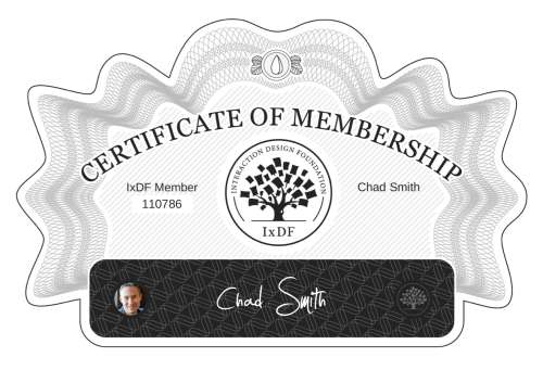 Chad's Certificate of membership