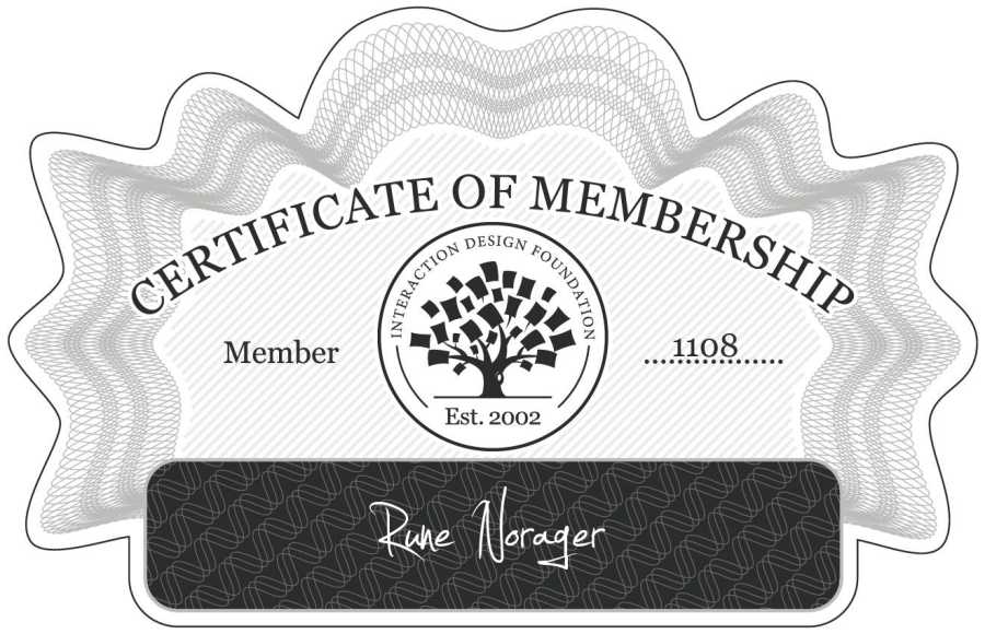 Rune Nørager: Certificate of Membership