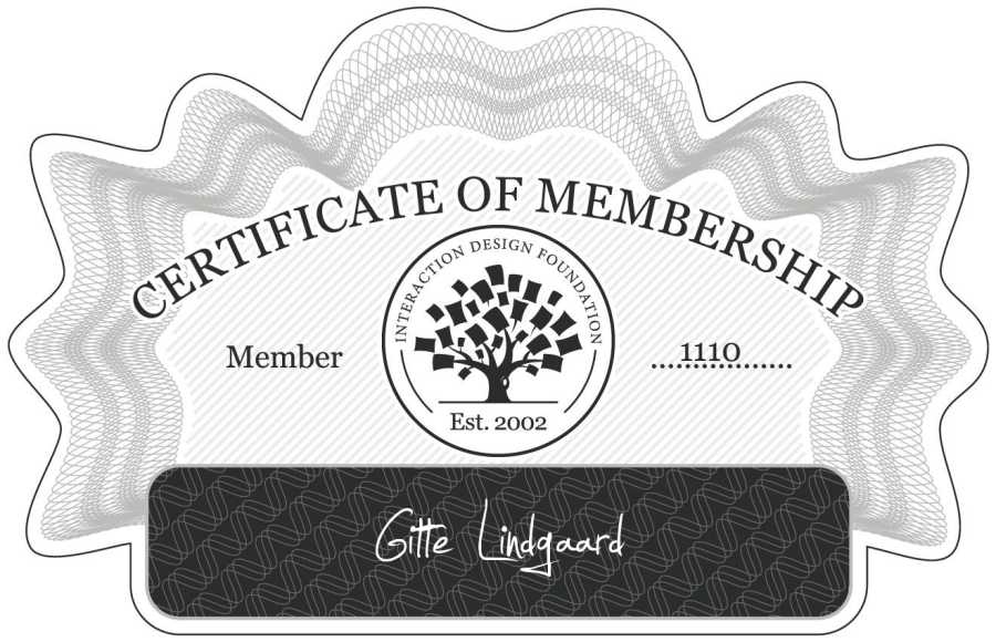 Gitte Lindgaard: Certificate of Membership