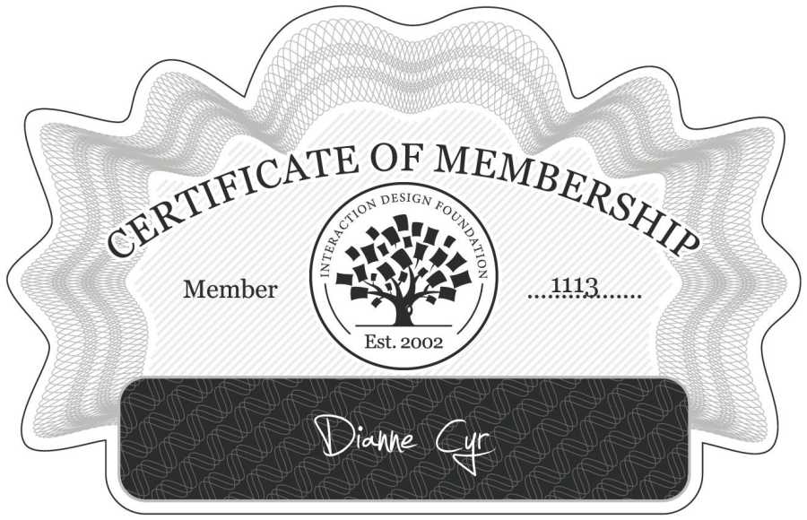 Dianne Cyr: Certificate of Membership