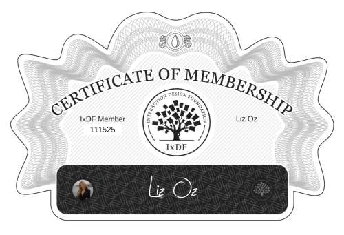 Liz's Certificate of membership