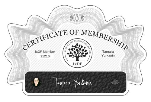 Tamara's Certificate of membership