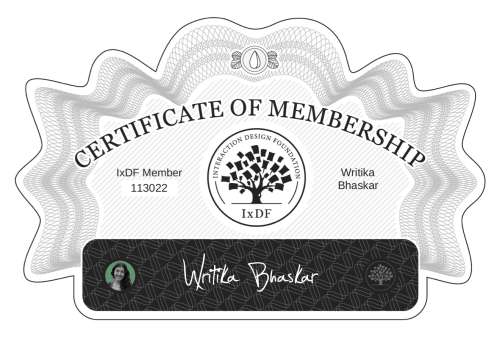 Writika's Certificate of membership