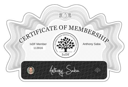 Anthony's Certificate of membership