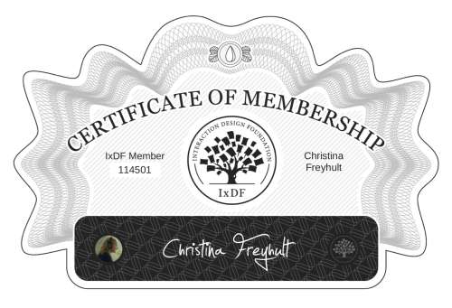 Christina's Certificate of membership