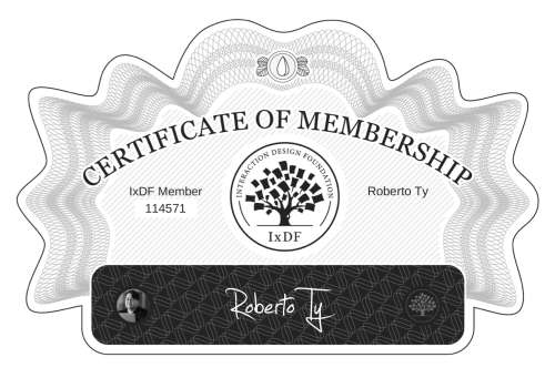 Roberto's Certificate of membership