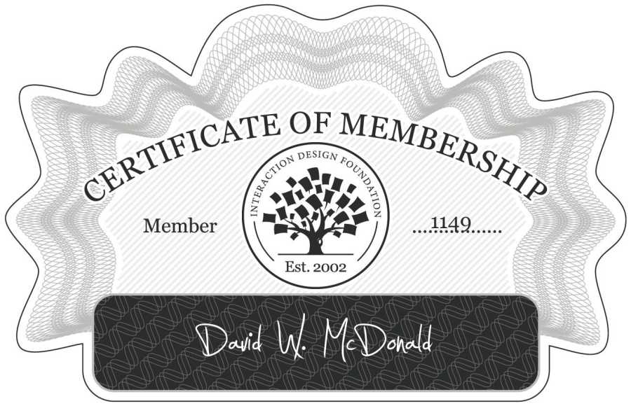 David W. McDonald: Certificate of Membership