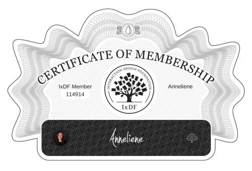 Anneliene's Certificate of membership