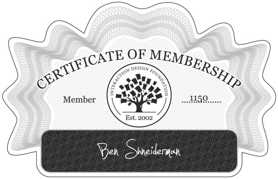 Ben Shneiderman: Certificate of Membership