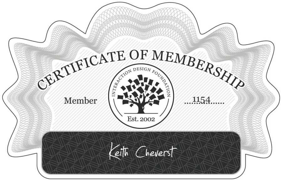 Keith Cheverst: Certificate of Membership