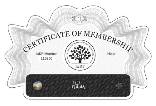 Helen's Certificate of membership