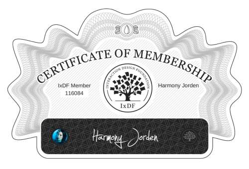 Harmony's Certificate of membership