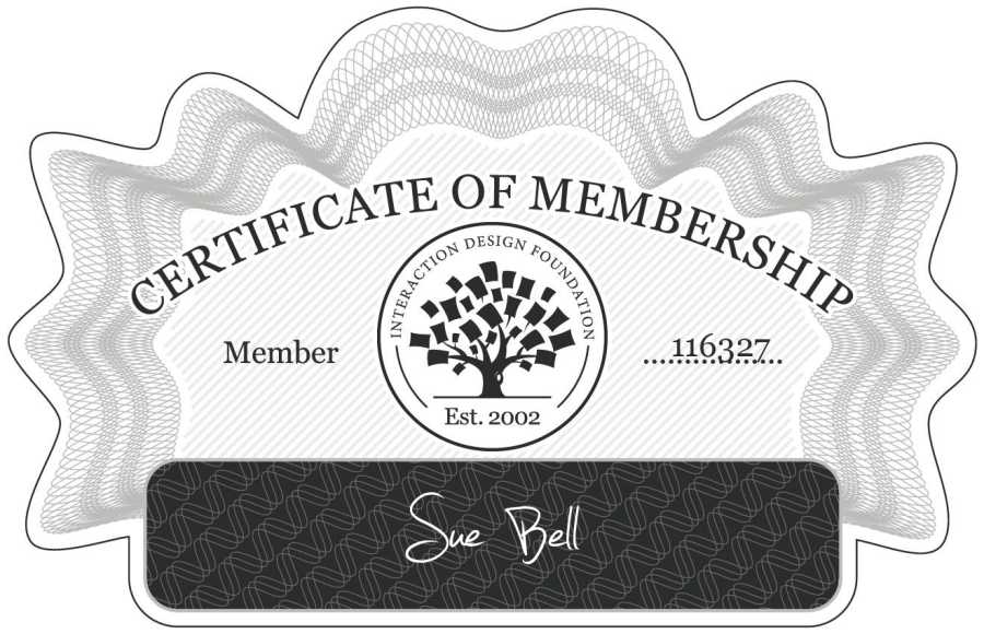 Sue Bell: Certificate of Membership