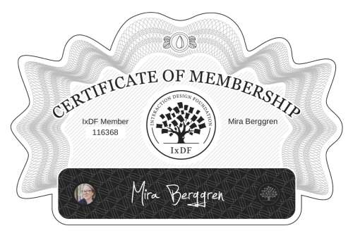 Mira's Certificate of membership